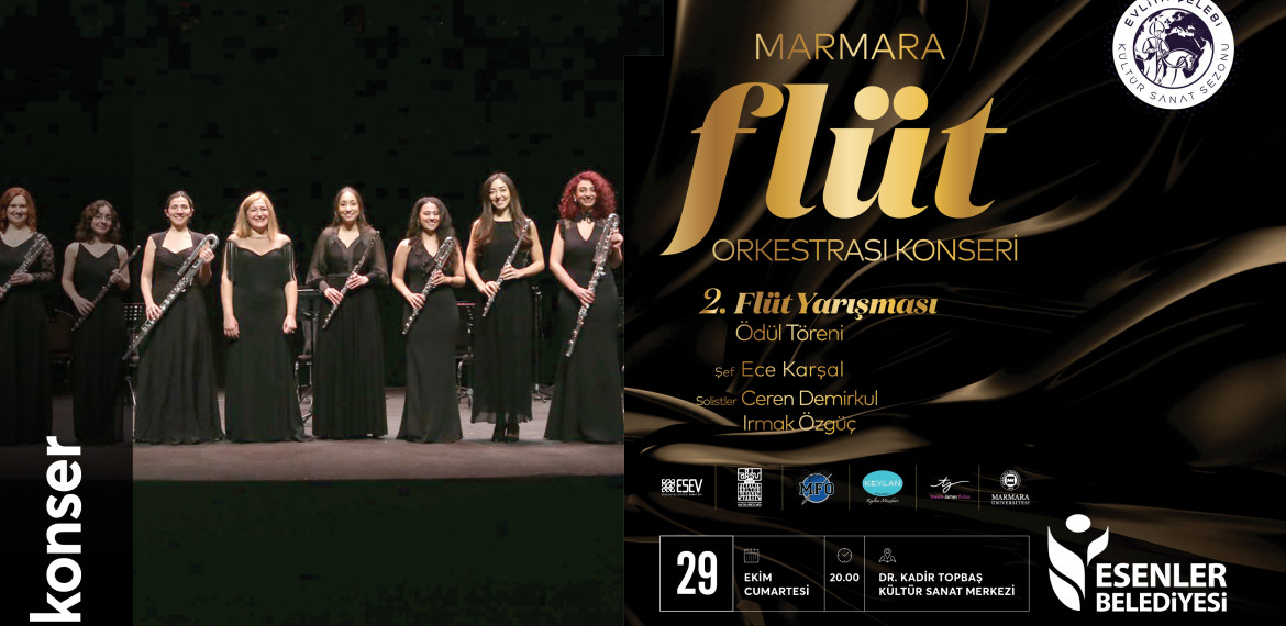 Marmara Flüt Orkestrası Konseri afişi. Konser 29 Ekim 2022 tarihinde.